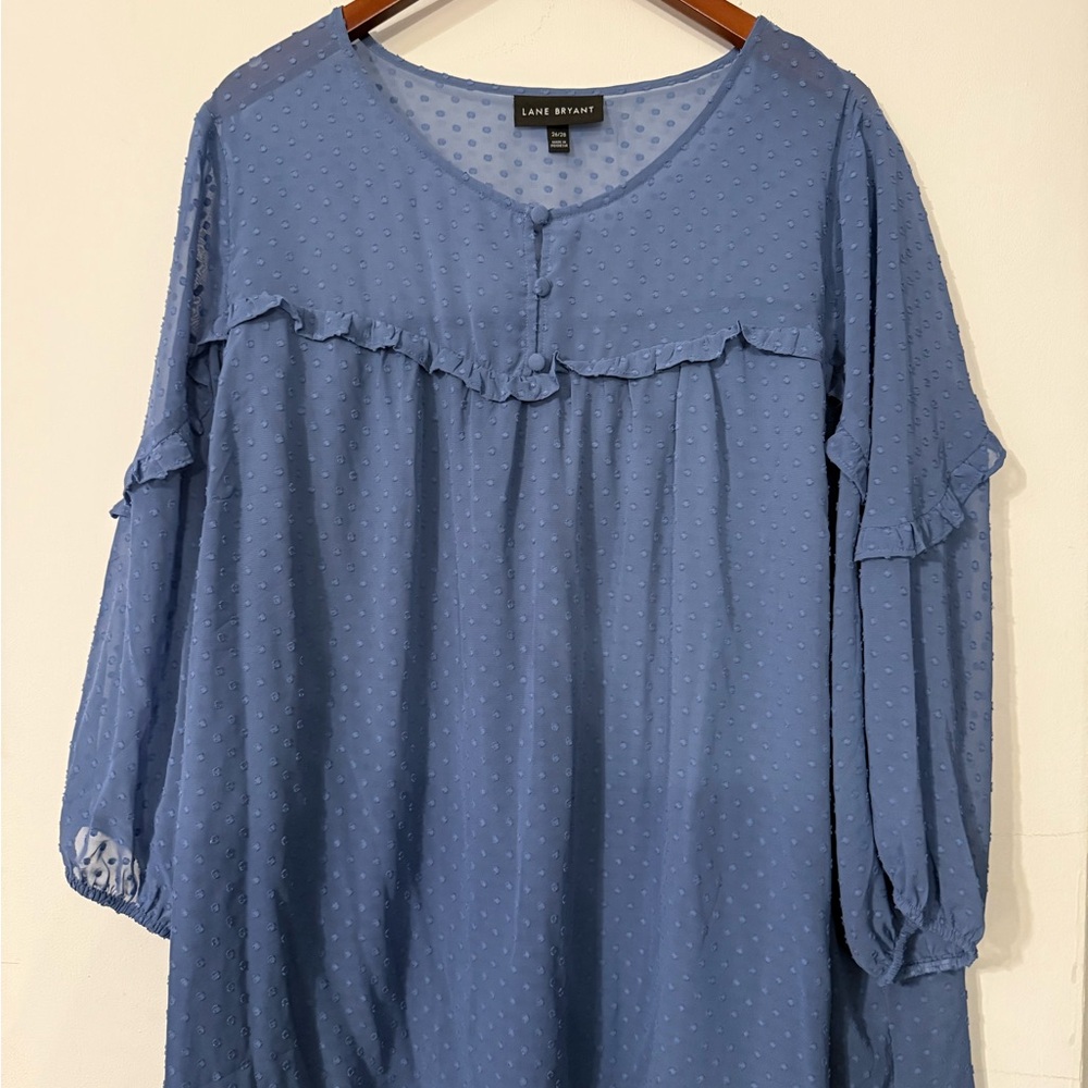 Lane Bryant Textured Blue Blouse